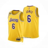 Camiseta Los Angeles Lakers LeBron James #6 Icon 2022-23 Amarillo