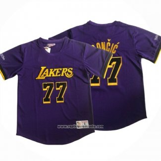 Camiseta Manga Corta Los Angeles Lakers Luka Doncic #77 Violeta