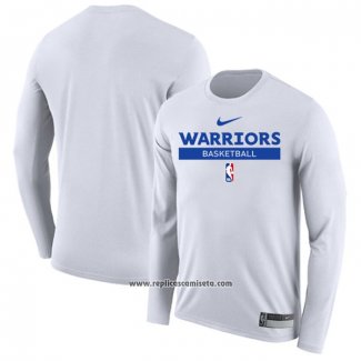 Camiseta Manga Larga Golden State Warriors Practice Performance 2022-23 Blanco