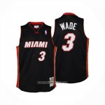 Camiseta Miami Heat Dwyane Wade NO 3 Mitchell & Ness 2012-13 Negro
