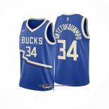 Camiseta Milwaukee Bucks Giannis Antetokounmpo #34 Ciudad 2024-25 Azul