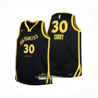 Camiseta Nino Golden State Warriors Stephen Curry #30 Ciudad 2023-24 Negro