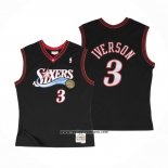 Camiseta Philadelphia 76ers Allen Iverson #3 Hardwood Classics Throwback Negro