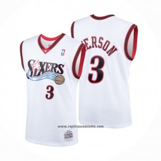 Camiseta Philadelphia 76ers Allen Iverson #3 Mitchell & Ness 2000 Blanco