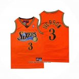 Camiseta Philadelphia 76ers Allen Iverson #3 Retro Naranja