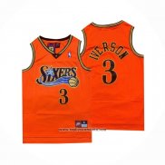 Camiseta Philadelphia 76ers Allen Iverson #3 Retro Naranja