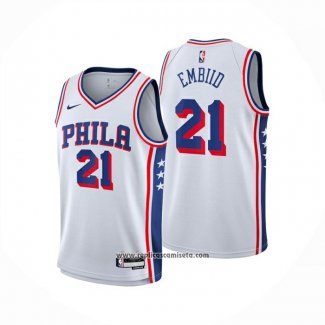Camiseta Philadelphia 76ers Joel Embiid NO 21 Association 2024-25 Blanco