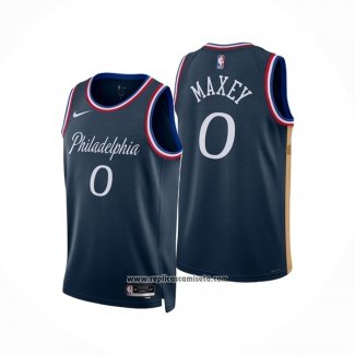Camiseta Philadelphia 76ers Tyrese Maxey NO 0 Ciudad 2025-26 Azul
