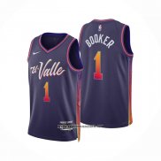 Camiseta Phoenix Suns Devin Booker #1 Ciudad 2023-24 Violeta