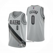 Camiseta Portland Trail Blazers Damian Lillard #0 Earned 2020-21 Gris