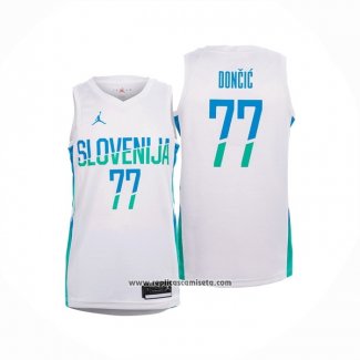 Camiseta Slovenia Luka Doncic #77 Primera Blanco