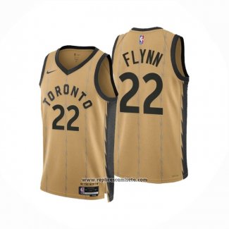 Camiseta Toronto Raptors Malachi Flynn #22 Ciudad 2023-24 Oro