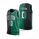 Camiseta Boston Celtics Jayson Tatum #0 Split Negro Verde