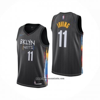 Camiseta Brooklyn Nets Kyrie Irving #11 Ciudad 2020-21 Negro