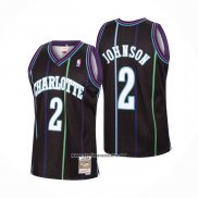 Camiseta Charlotte Hornets Larry Johnson #2 Mitchell & Ness 1992-93 Negro