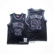Camiseta Chicago Bulls Dennis Rodman NO 91 Mitchell & Ness 1996-97 Negro1