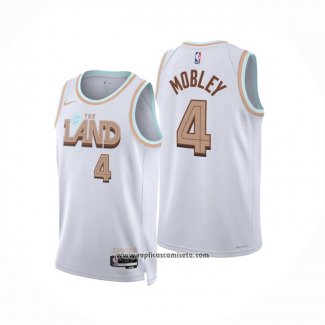 Camiseta Cleveland Cavaliers Evan Mobley #4 Ciudad 2022-23 Blanco