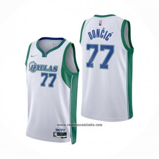 Camiseta Dallas Mavericks Luka Doncic #77 Ciudad 2021-22 Blanco