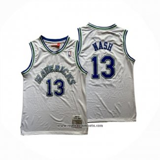 Camiseta Dallas Mavericks Steve Nash NO 13 Mitchell & Ness 1994-95 Blanco