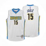 Camiseta Denver Nuggets Nikola Jokic NO 15 Mitchell & Ness 2016-17 Blanco