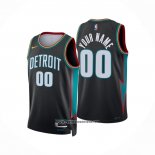 Camiseta Detroit Pistons Personalizada Ciudad 2025-26 Negro