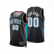 Camiseta Detroit Pistons Personalizada Ciudad 2025-26 Negro
