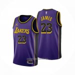 Camiseta Los Angeles Lakers LeBron James #23 Statement 2022-23 Violeta