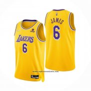 Camiseta Los Angeles Lakers LeBron James #6 75th Anniversary 2021-22 Amarillo