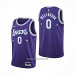 Camiseta Los Angeles Lakers Russell Westbrook #0 Ciudad Edition 2021-22 Violeta