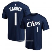 Camiseta Manga Corta Los Angeles Clippers James Harden Ciudad 2023-24 Azul