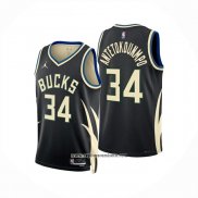 Camiseta Milwaukee Bucks Giannis Antetokounmpo NO 34 Statement 2024-25 Negro