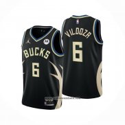 Camiseta Milwaukee Bucks Luca Vildoza #6 Statement 2022-23 Negro