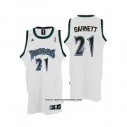 Camiseta Minnesota Timberwolves Kevin Garnett #21 Retro Blanco