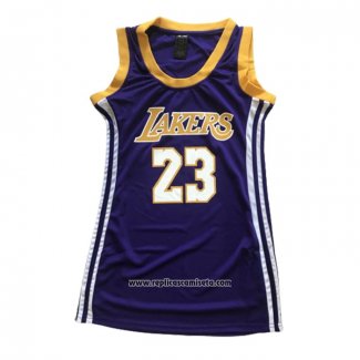 Camiseta Mujer Los Angeles Lakers Lebron James #23 Violeta