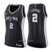 Camiseta Mujer San Antonio Spurs Kawhi Leonard #2 Icon 2017-18 Negro