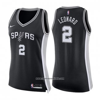 Camiseta Mujer San Antonio Spurs Kawhi Leonard #2 Icon 2017-18 Negro