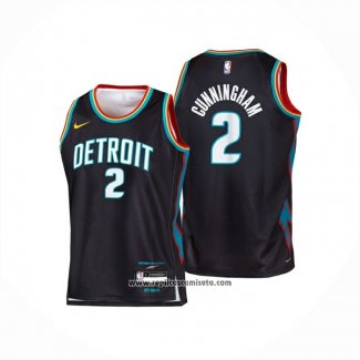 Camiseta Nino Detroit Pistons Cade Cunningham NO 2 Ciudad 2025-26 Negro