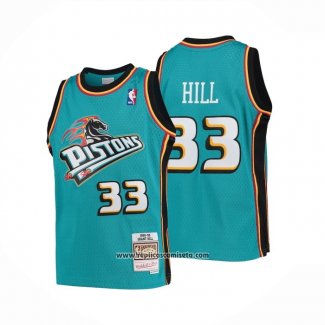 Camiseta Nino Detroit Pistons Grant Hill #33 Mitchell & Ness 1998-99 Hardwood Classics Verde