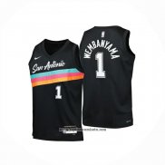 Camiseta Nino San Antonio Spurs Victor Wembanyama NO 1 Ciudad 2025-26 Negro
