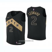 Camiseta Nino Toronto Raptors Kawhi Leonard #2 Ciudad 2018 Negro