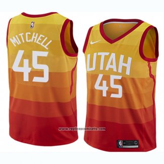 Camiseta Nino Utah Jazz Donovan Mitchell #45 Ciudad 2017-18 Naranja
