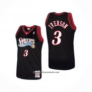 Camiseta Philadelphia 76ers Allen Iverson #3 Mitchell & Ness 1997-98 Negro