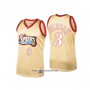 Camiseta Philadelphia 76ers Allen Iverson #3 Mitchell & Ness 1997-98 Oro