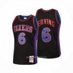 Camiseta Philadelphia 76ers Julius Erving NO 6 Mitchell & Ness 1976-77 Negro