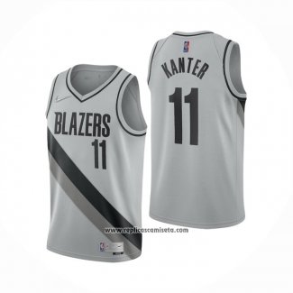 Camiseta Portland Trail Blazers Enes Kanter #11 Earned 2020-21 Gris