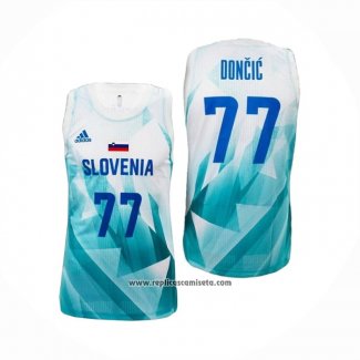 Camiseta Slovenia Luka Doncic #77 Tokyo 2021 Blanco