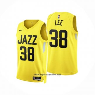 Camiseta Utah Jazz Saben Lee #38 Icon 2022-23 Amarillo