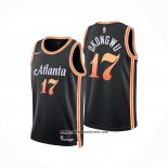 Camiseta Atlanta Hawks Onyeka Okongwu #17 Ciudad 2022-23 Negro