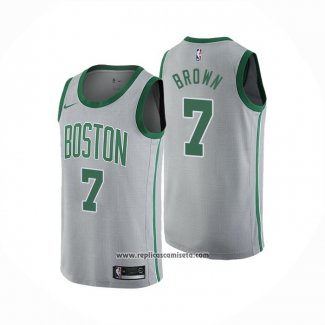 Camiseta Boston Celtics Jaylen Brown #7 Ciudad 2018-19 Gris