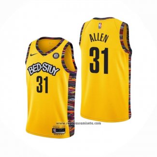Camiseta Brooklyn Nets Jarrett Allen #31 Ciudad 2020-21 Amarillo